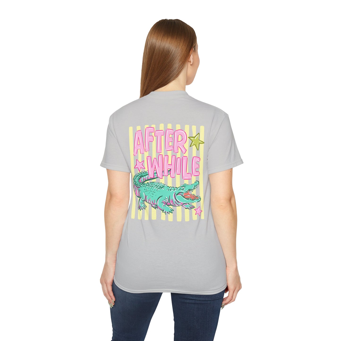 Later Alligator T‑Shirt — Retro Pink & Teal Gator Graphic Tee