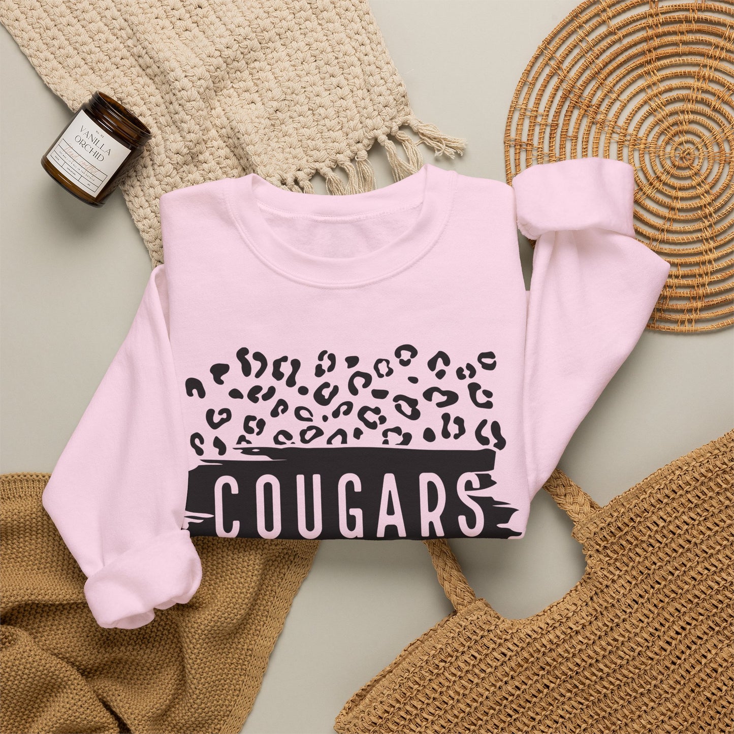 GILDAN -Cougars Vibes Leopard Graphic Sweatshirt