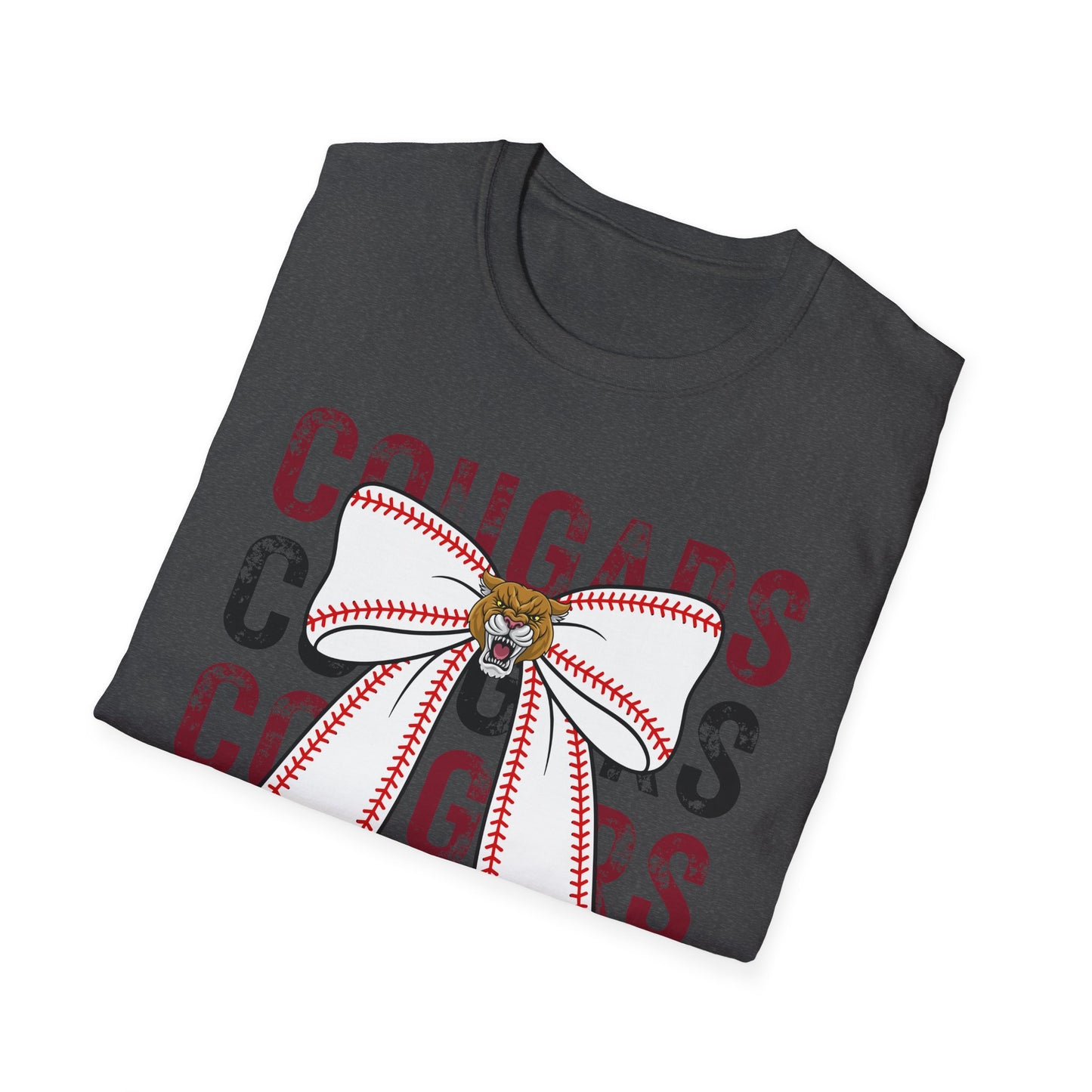 GILDAN - Cougars Bow Baseball T-Shirt — Cheer Team Spirit Tee