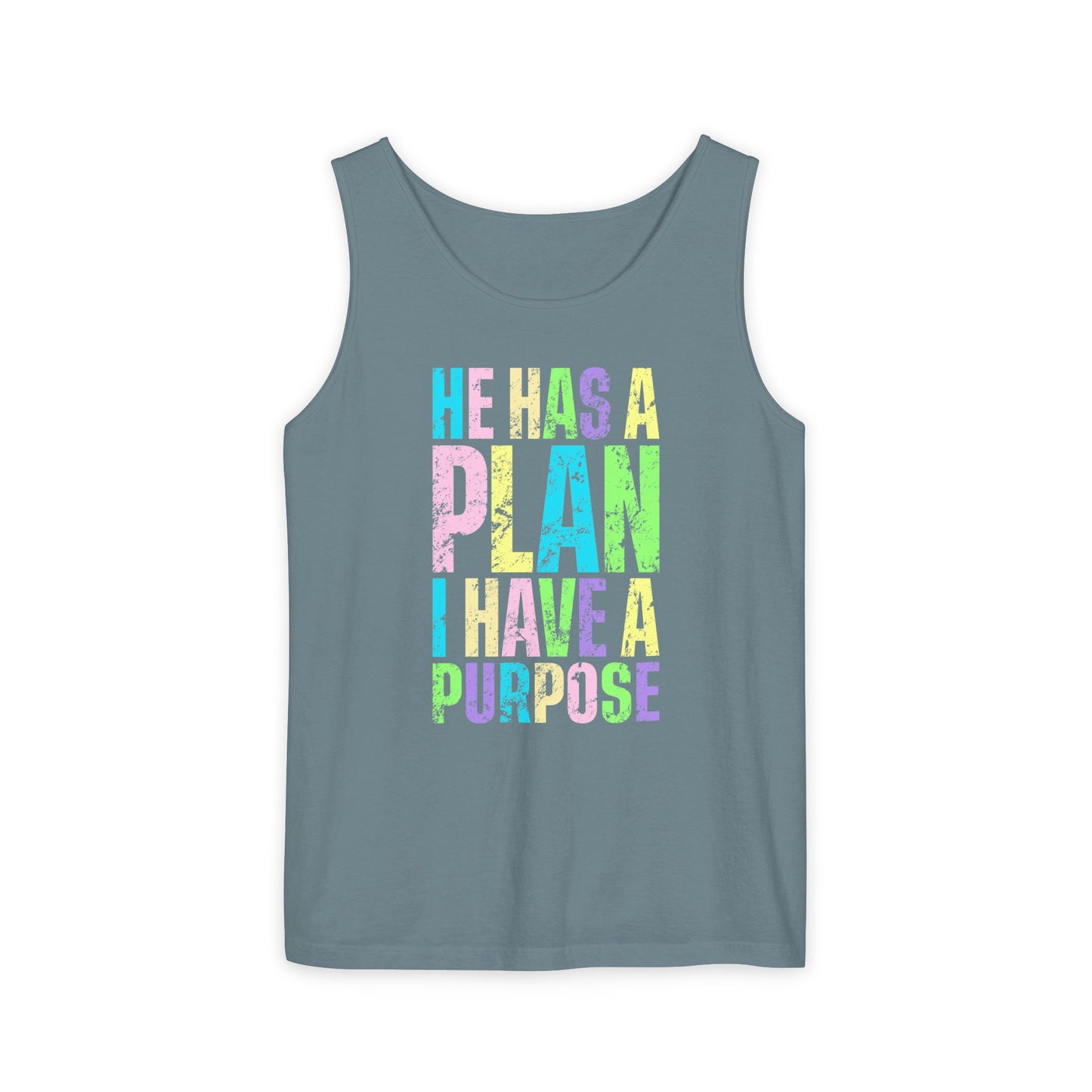 COMFORT COLORS - Inspirational Tank Top — "He Has a Plan, I Have a Purpose" Motivational Graphic Tank