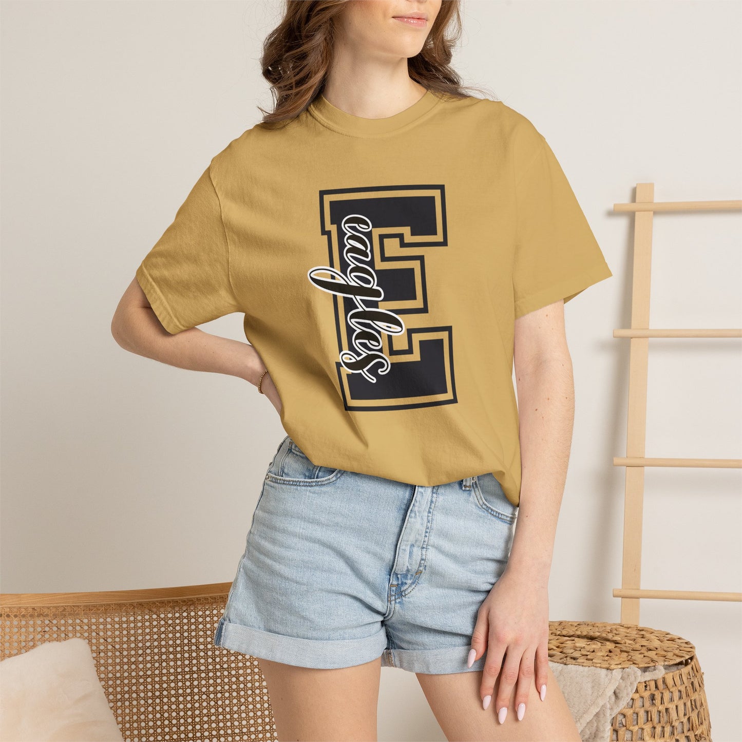 COMFORT COLORS - Eagles Varsity Letter T-Shirt — Large Script E Graphic