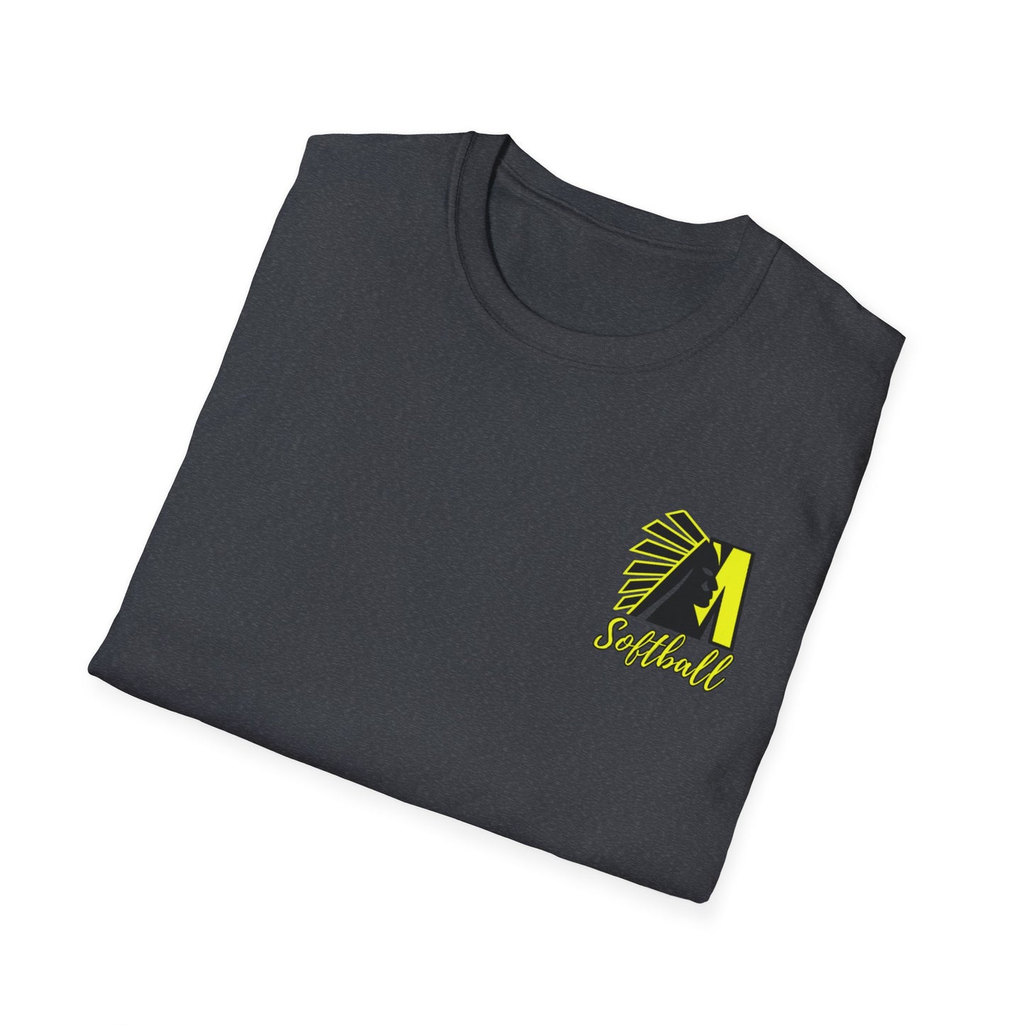 GILDAN - Softball T-Shirt — "No Place Like Home" Yellow Glove & Bat Design