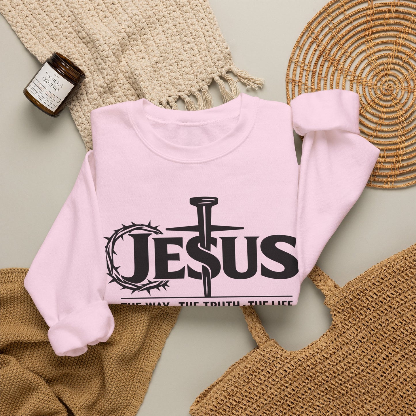 GILDAN - Jesus Crown of Thorns Crewneck Sweatshirt — "The Way · The Truth · The Life"
