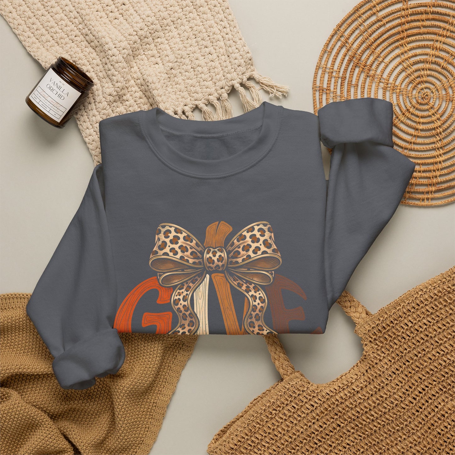 GILDAN - Give Thanks Thanksgiving Bow Sweatshirt