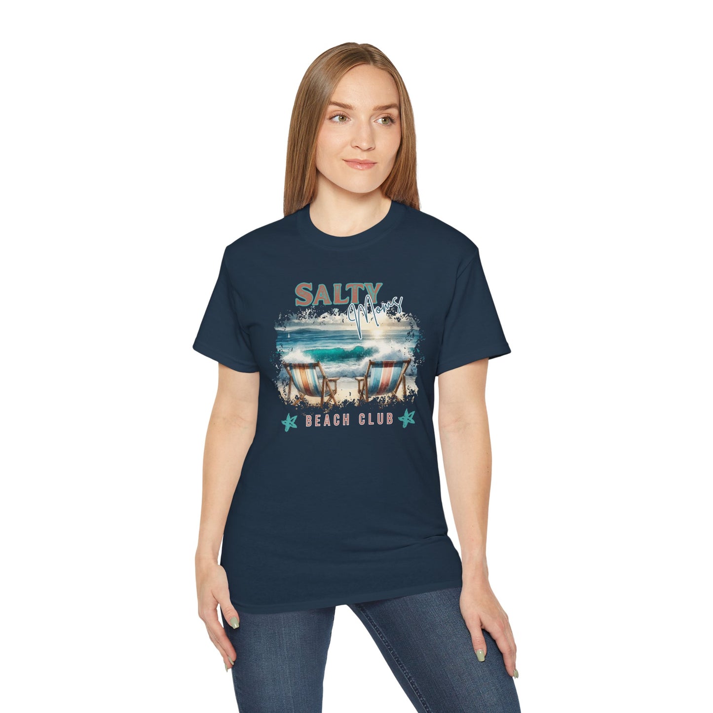 GILDAN - Salty Vibes Beach Club Tee — Retro Coastal Surf T-Shirt