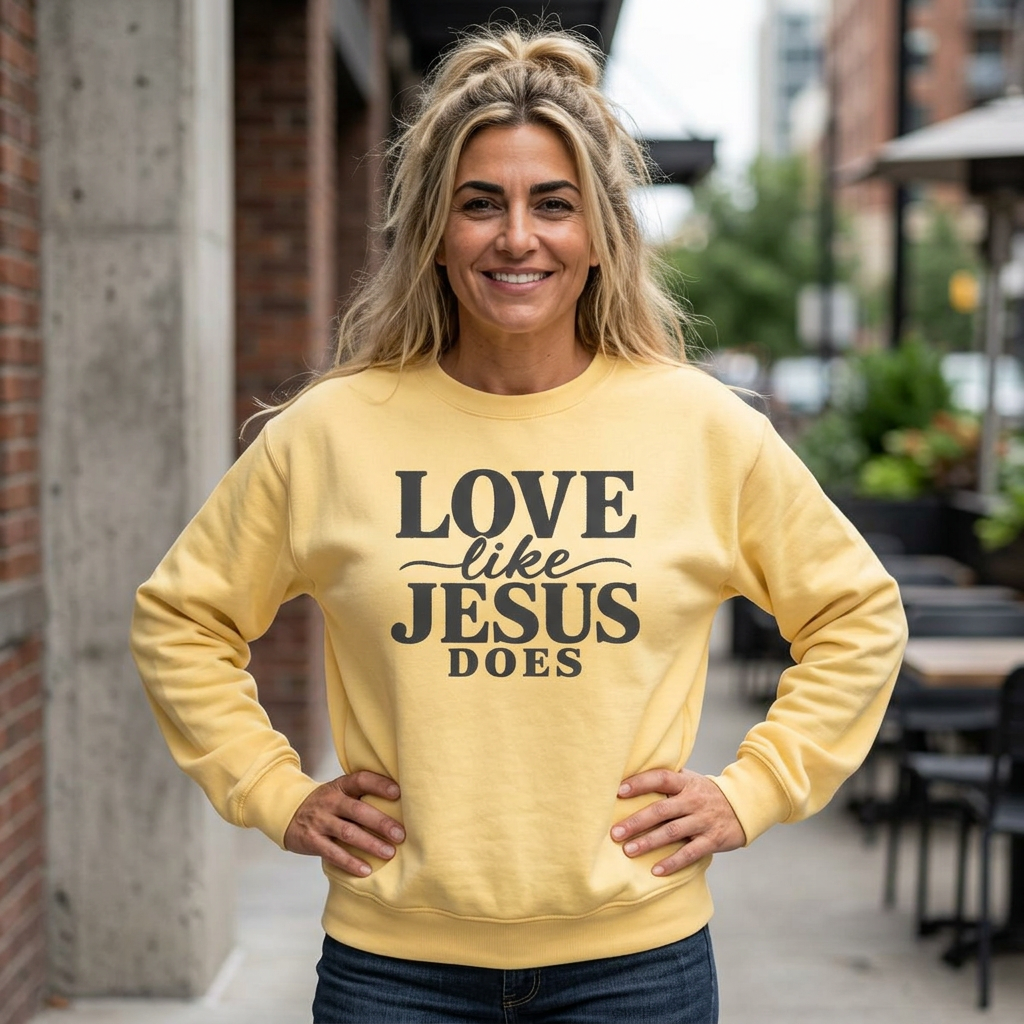 COMFORT COLORS - Love Like Jesus Does Sweatshirt — Inspirational Christian Crewneck