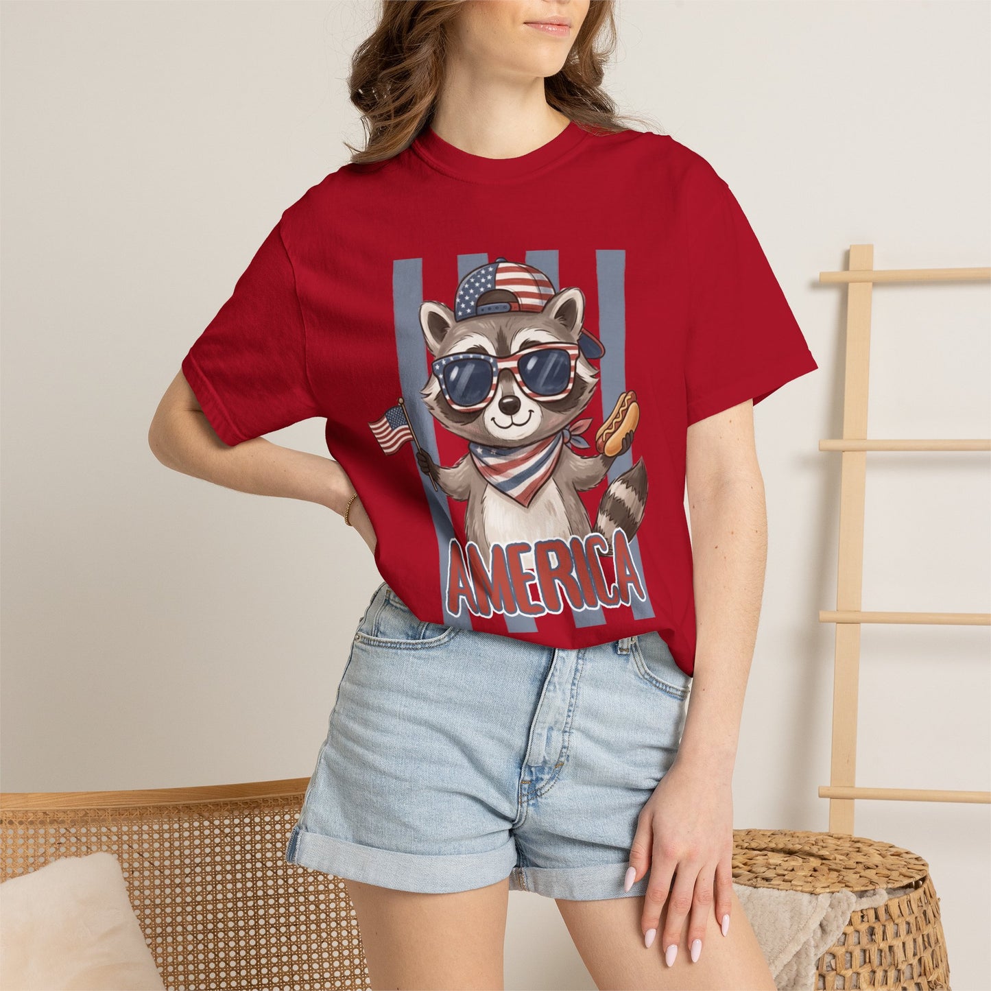 COMFORT COLORS - Patriotic Raccoon America T-Shirt