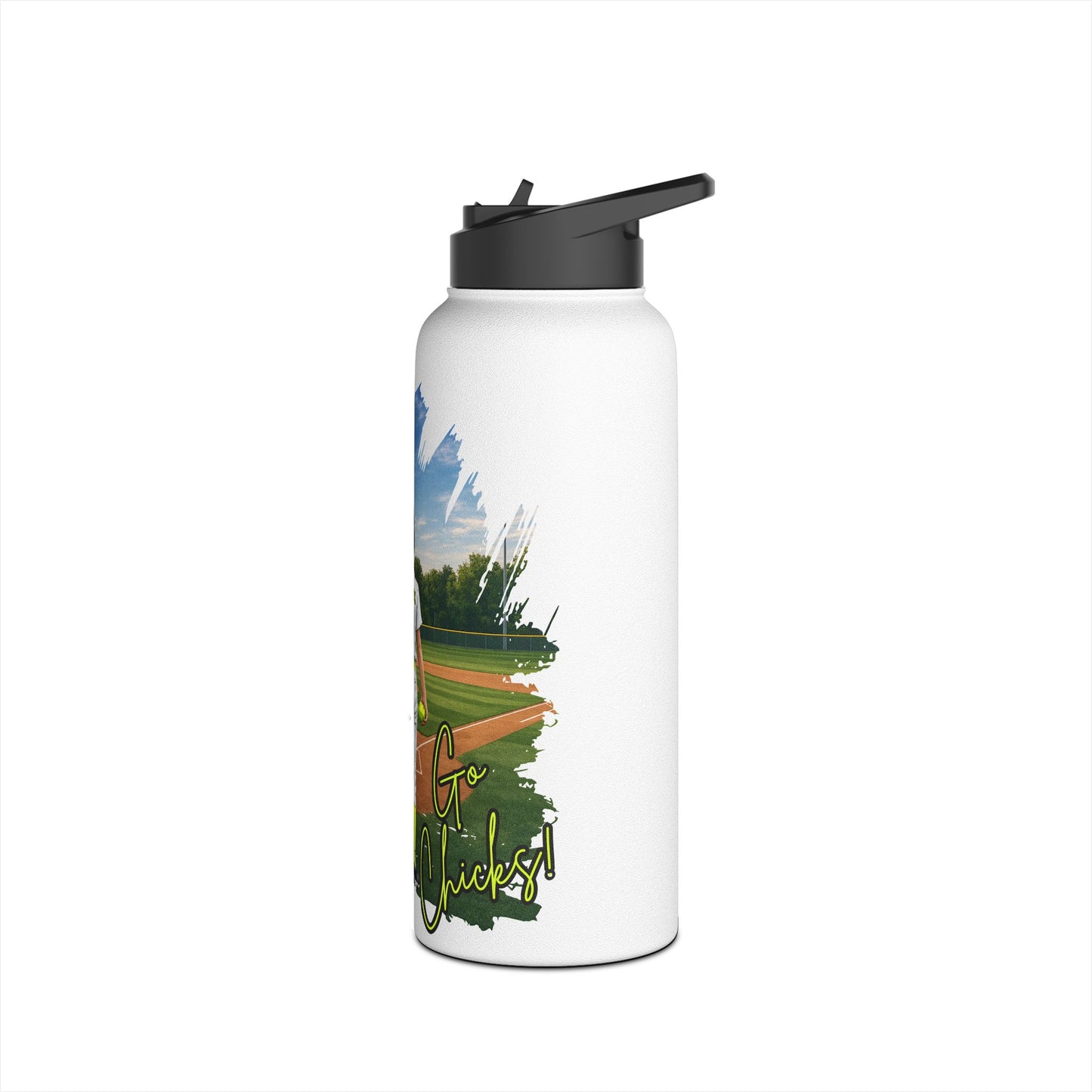*** NEED TO PERSONALIZE THIS ? - DO NOT ORDER THIS PRODUCT - EMAIL ME @REFININGFAITHCOMPANY@GMAIL.COM - Softball Player Personalized Stainless Steel Water Bottle — Custom Name & Number