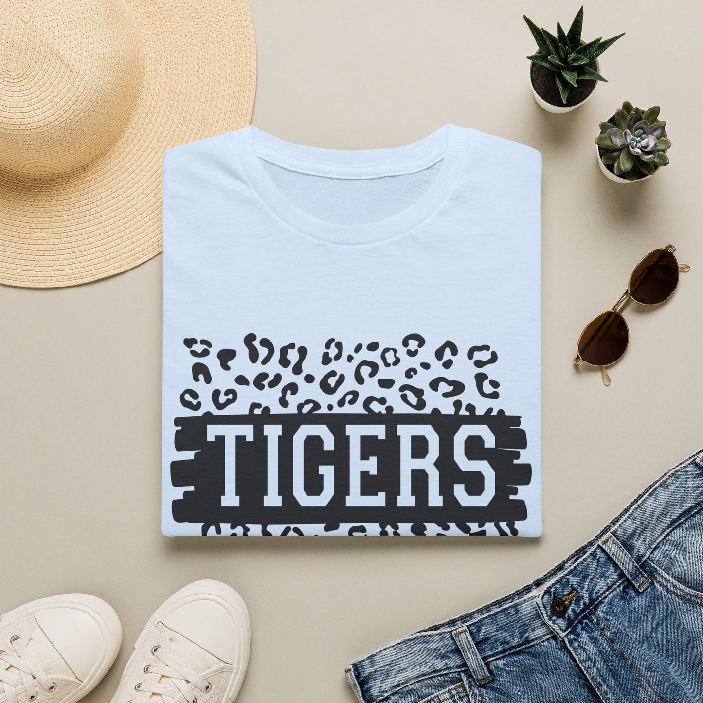 GILDAN - Tigers Leopard Print Tee — Athletic Mascot Team Shirt
