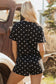 Sky Blue Exposed Seam Detail Polka Dot Loose Tee Drawstring Shorts Set