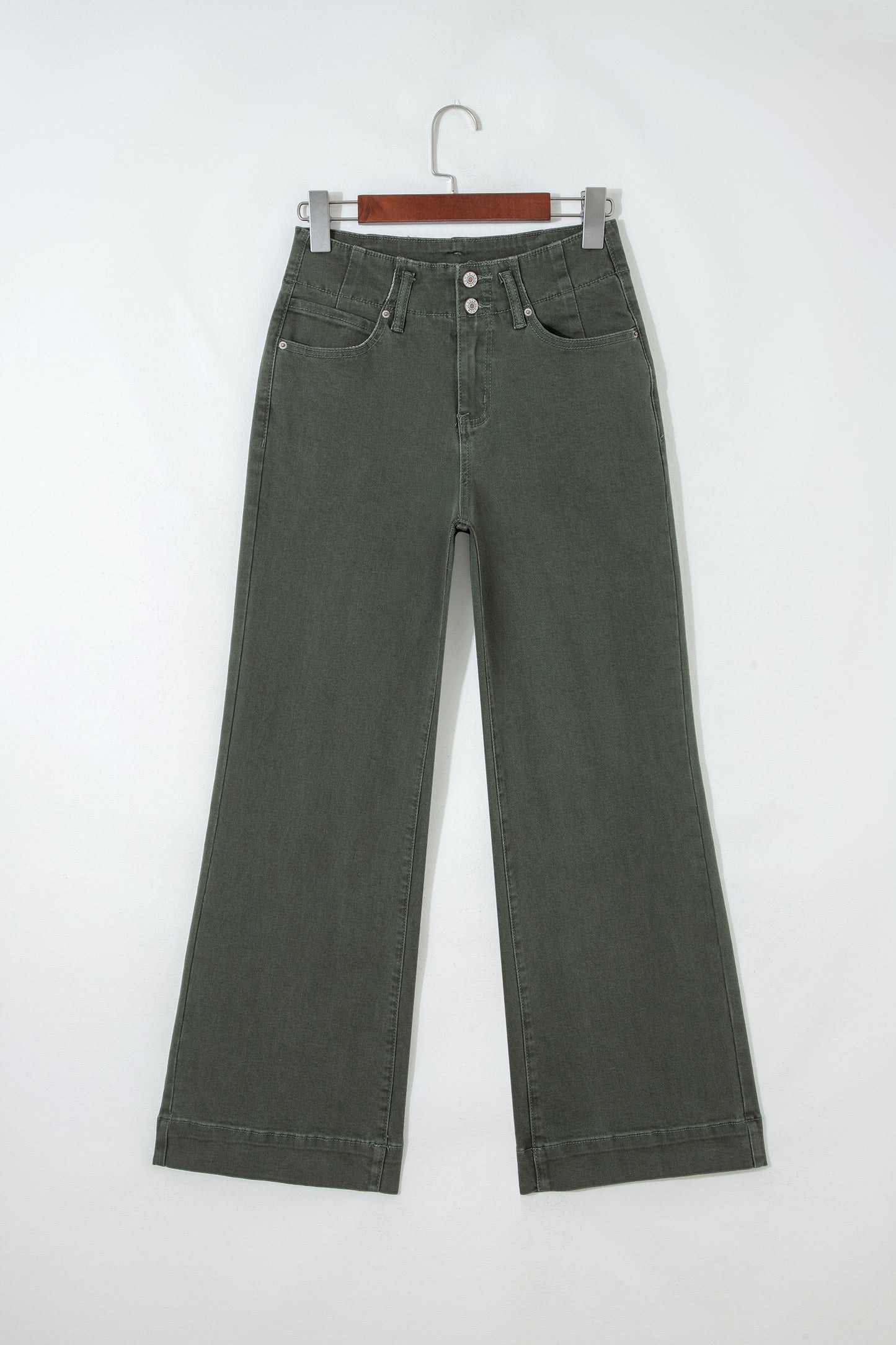 Black 2-Button High Waist Flared Bottom Jeans
