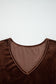 Chicory Coffee Solid Color Velvet V Neck Long Sleeve Tiered Mini Dress