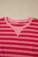 Red Stripe Puff Short Sleeve T Shirt Matching Shorts Set