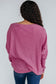 Dark Grey Waffle Knit Patchwork Long Sleeve Loose Top