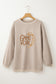 Smoke Gray Twisted Rib Texture game day Rugby Embroidered Baggy Sweatshirt