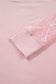 Light Pink Solid Color Bow Textured Patchwork Long Sleeve Tee