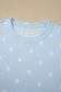 Sky Blue Exposed Seam Detail Polka Dot Loose Tee Drawstring Shorts Set