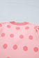 Rose Red Polka Dot Puff Short Sleeve Sweater Top