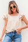 Beau Blue Textured Bow Knot Frilled Butterfly Sleeve Blouse