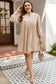 Parchment Notched Neck Scallop Detail Plus Size Mini Dress