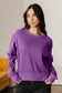 Evergreen Solid Color Raw Seam Patchwork Textured Drop Shoulder Sweatshirt