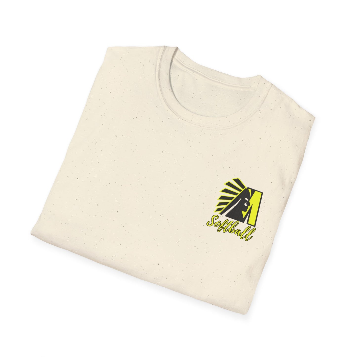 Softball T-Shirt — "No Place Like Home" Yellow Glove & Bat Design