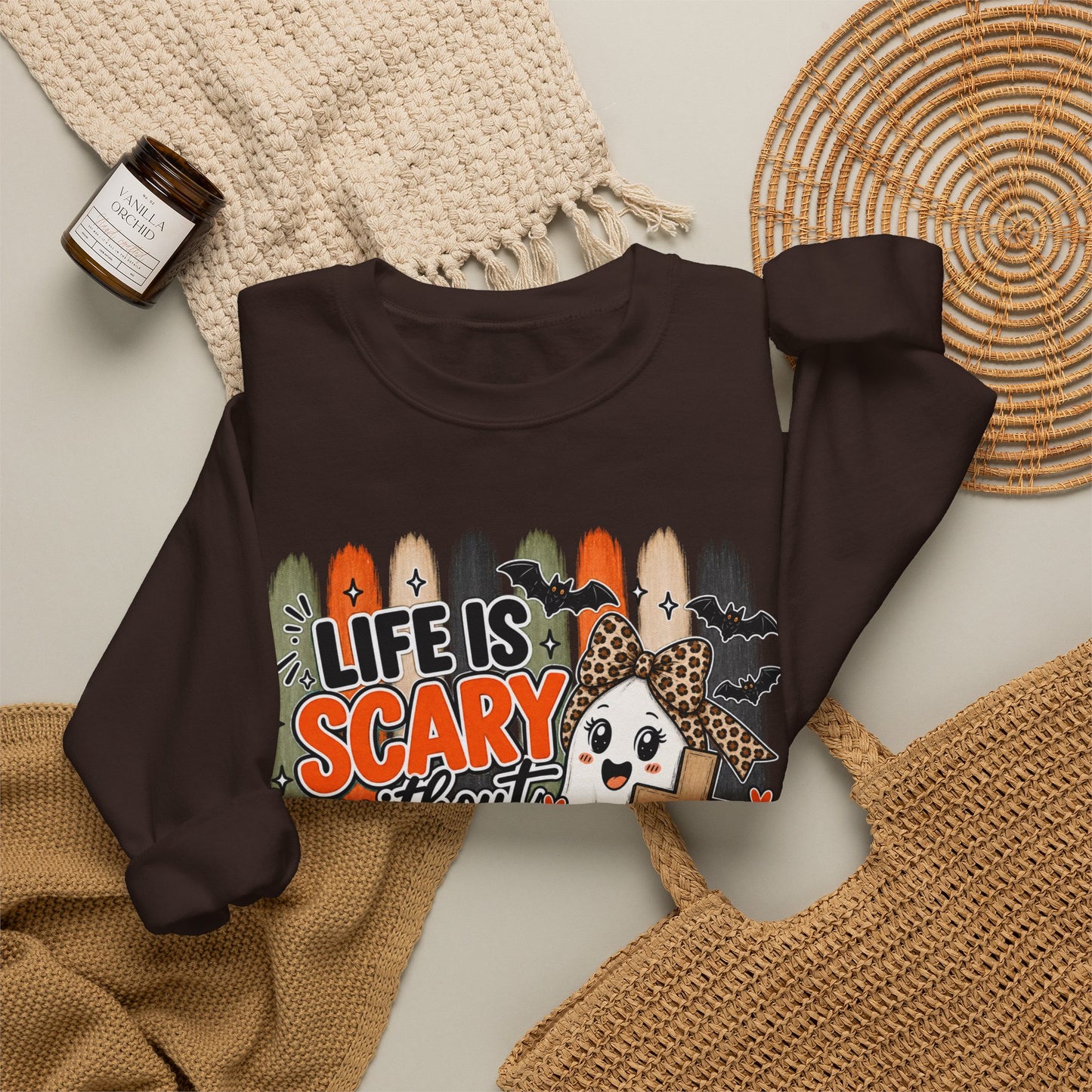 GILDAN - Christian Halloween Sweatshirt — "Life Is Scary Without Jesus" Fall Crewneck