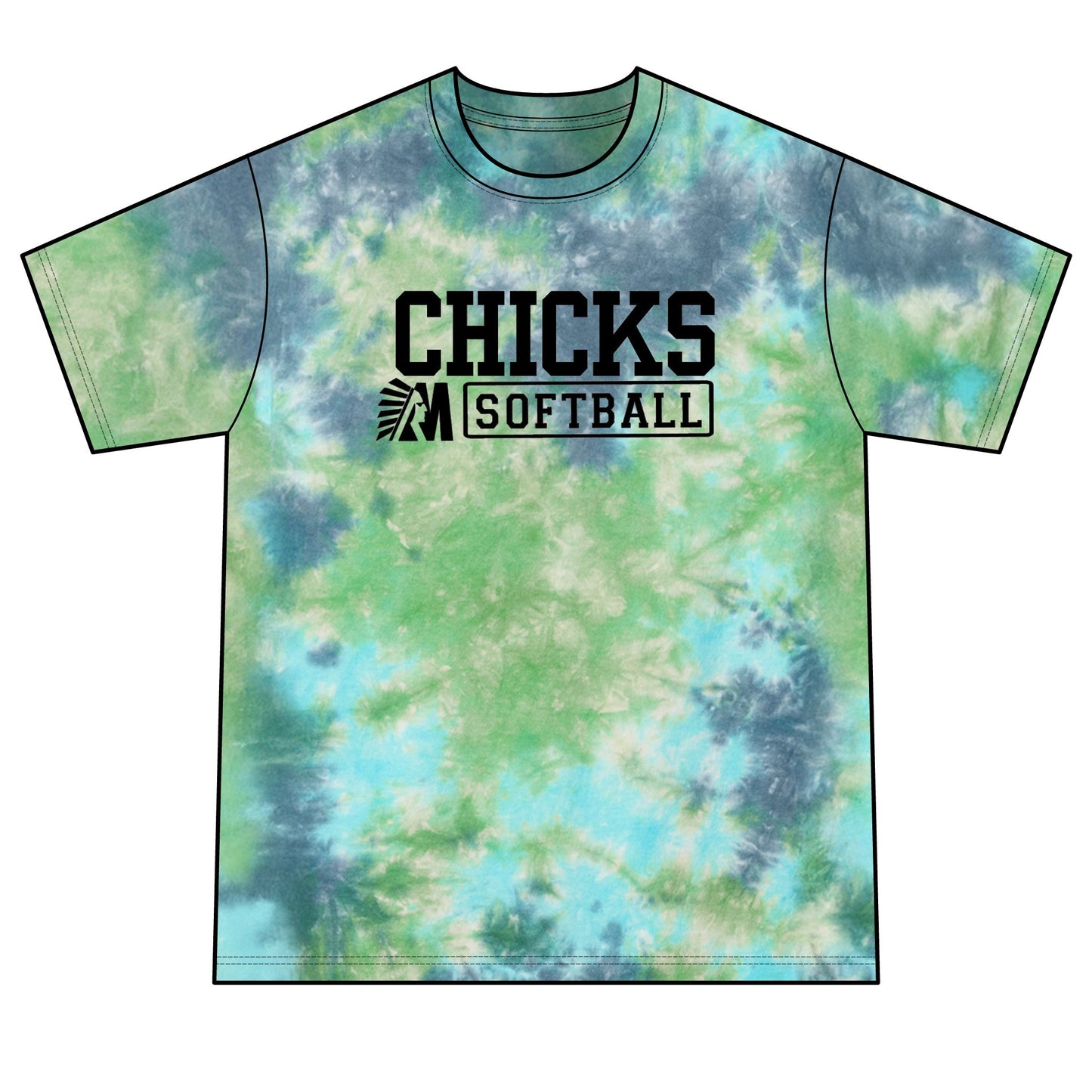 Softball Chicks Tie-Dye T-Shirt — Lime Crystal Dye