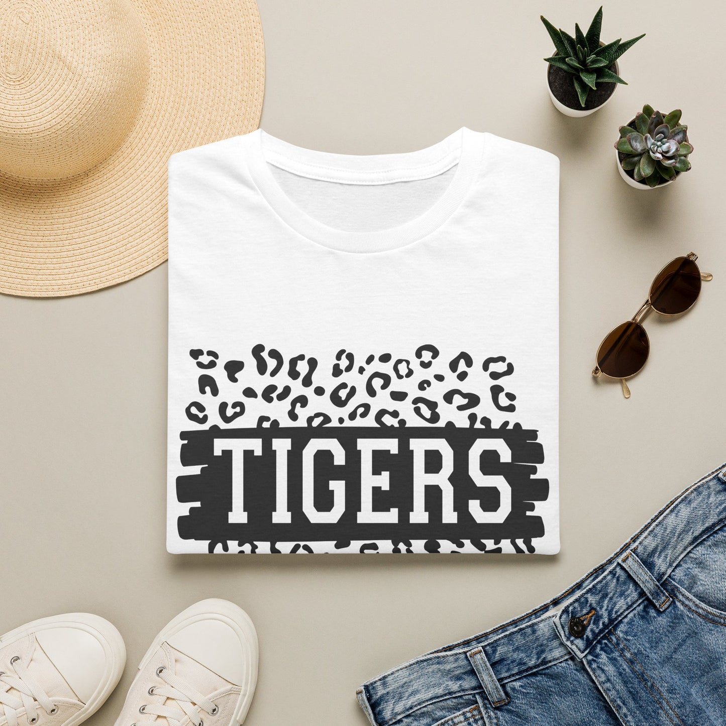 GILDAN - Tigers Leopard Print Tee — Athletic Mascot Team Shirt