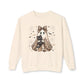 COMFORT COLORS - Leopard Bow Ghost Sweatshirt — Cute Halloween Ghost Holding Black Cat