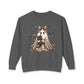 COMFORT COLORS - Leopard Bow Ghost Sweatshirt — Cute Halloween Ghost Holding Black Cat