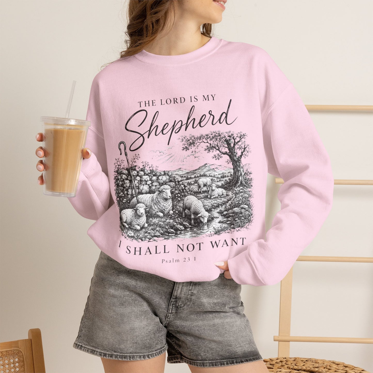 GILDAN - The Lord Is My Shepherd Psalm 23 Christian Crewneck Sweatshirt
