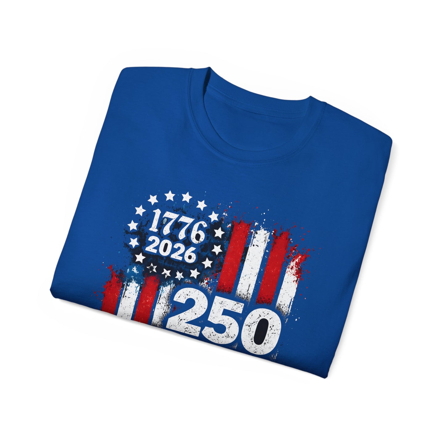 GILDAN - 250 Years American Flag T-Shirt — 1776–2026 Patriotic Independence Day Tee