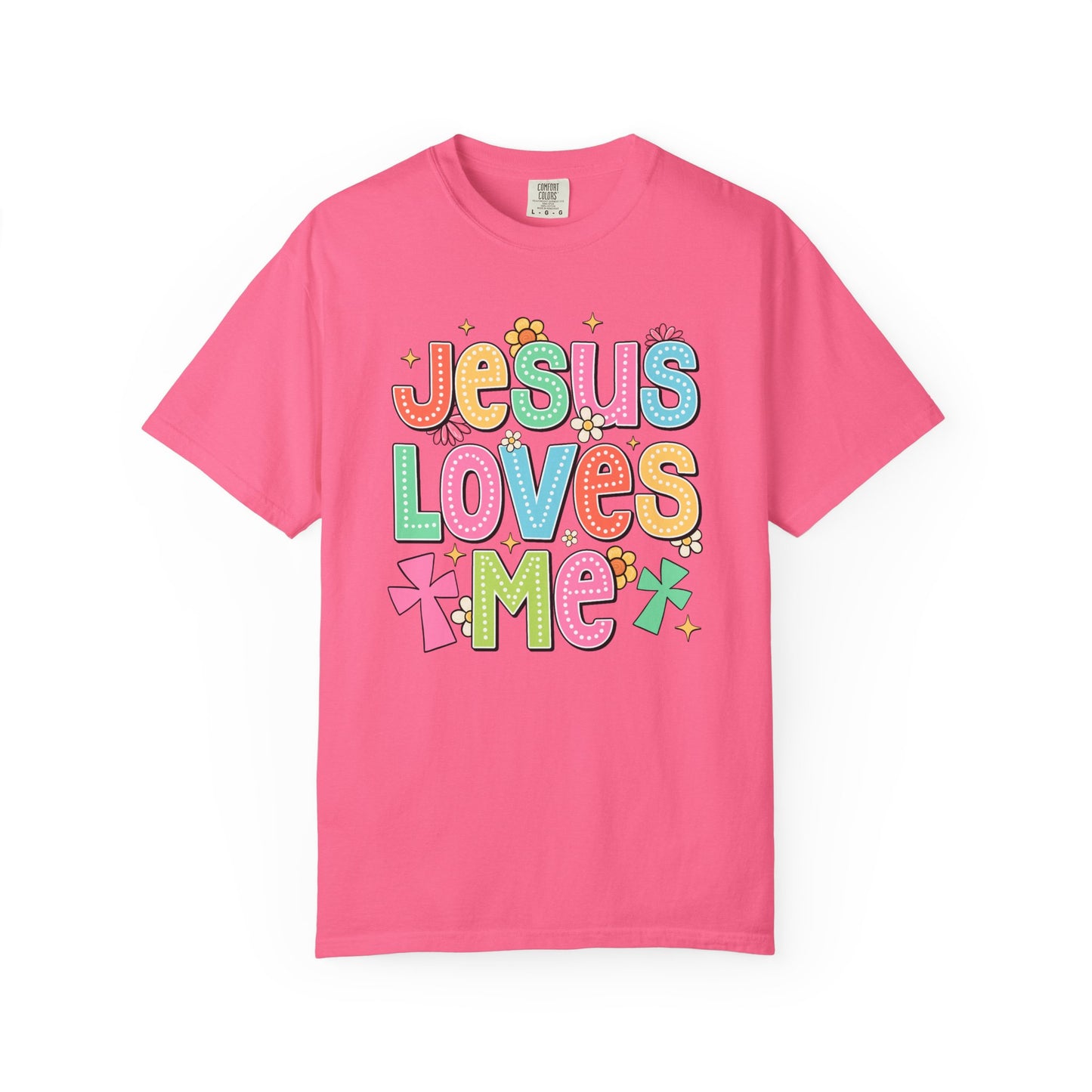 COMFORT COLORS - Jesus Loves Me T-Shirt — Colorful Retro Kids/Youth Faith Tee
