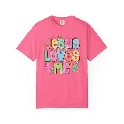 COMFORT COLORS - Jesus Loves Me T-Shirt — Colorful Retro Kids/Youth Faith Tee