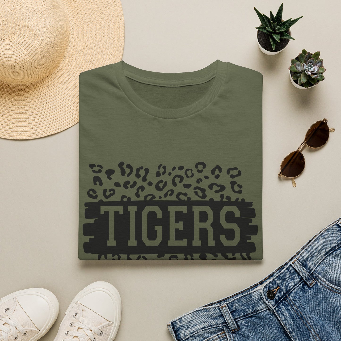 GILDAN - Tigers Leopard Print Tee — Athletic Mascot Team Shirt