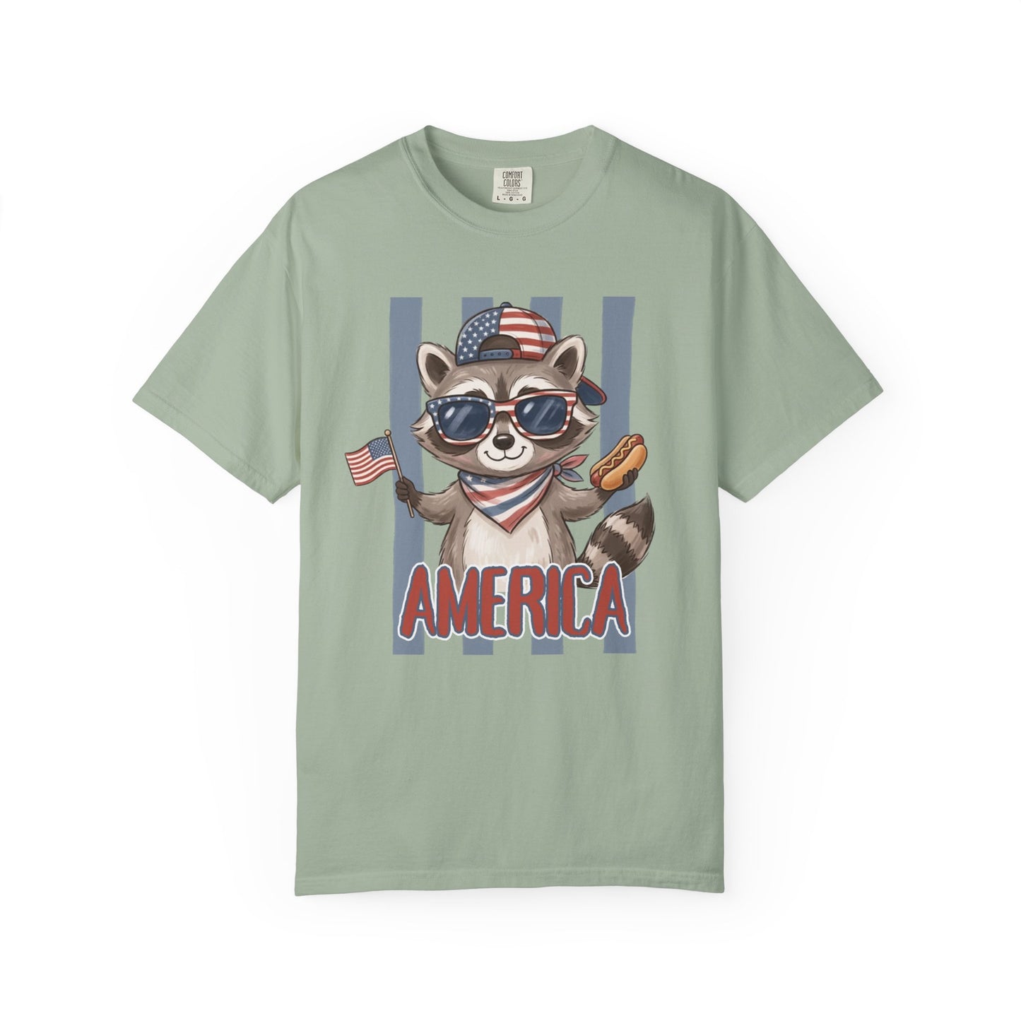 COMFORT COLORS - Patriotic Raccoon America T-Shirt