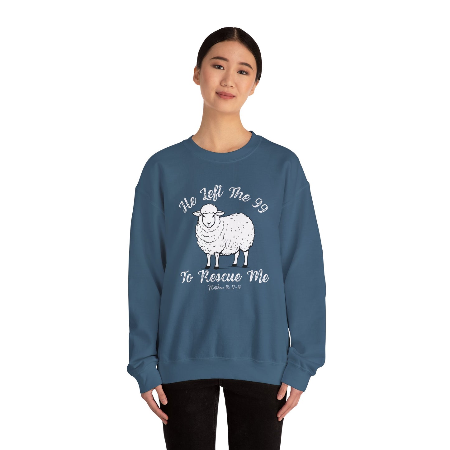 HE LEFT THE 99 WHITE FONT ADULT SWEATSHIRT