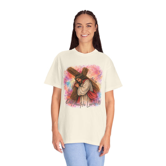COMFORT COLORS - Christian Jesus Carrying Cross T-Shirt — Faith Inspirational Graphic Tee