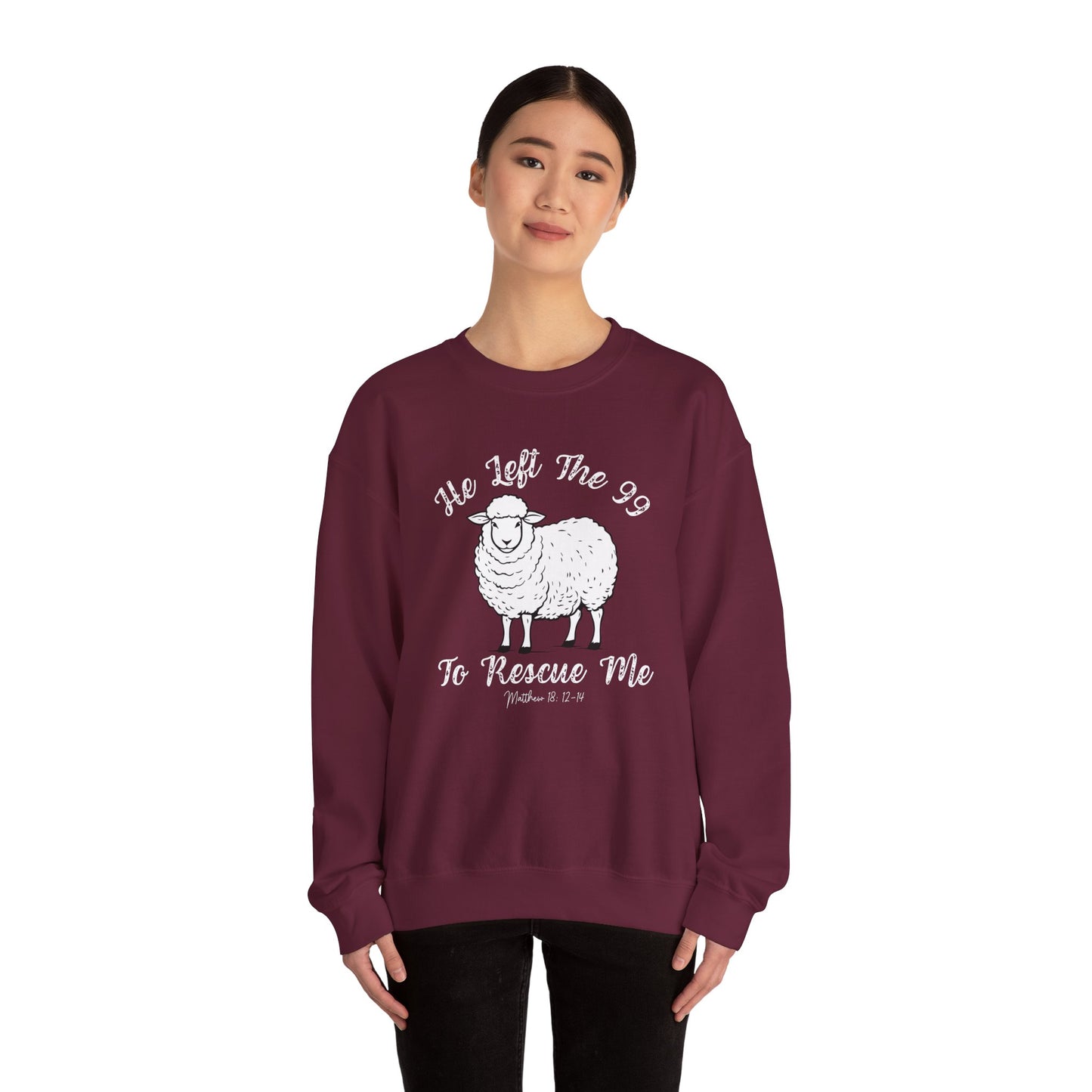 HE LEFT THE 99 WHITE FONT ADULT SWEATSHIRT