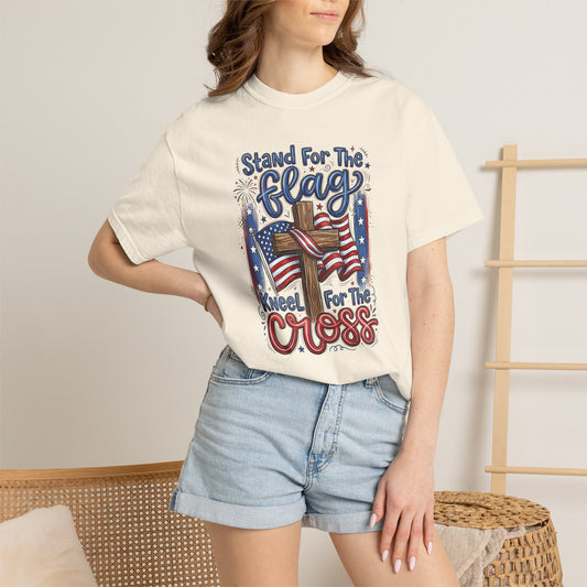 COFORT COLORS - Stand For The Flag Kneel For The Cross T-Shirt