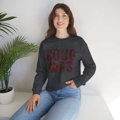 GILDAN - Cougars Paw Crewneck Sweatshirt – Vintage Distressed Cougar Paw Graphic