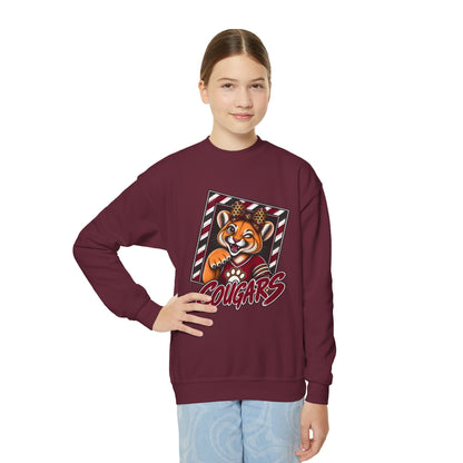 GILDAN - Cougars Youth Crewneck Sweatshirt — Cute Mascot Cougar Kid’s School Spirit Pullover