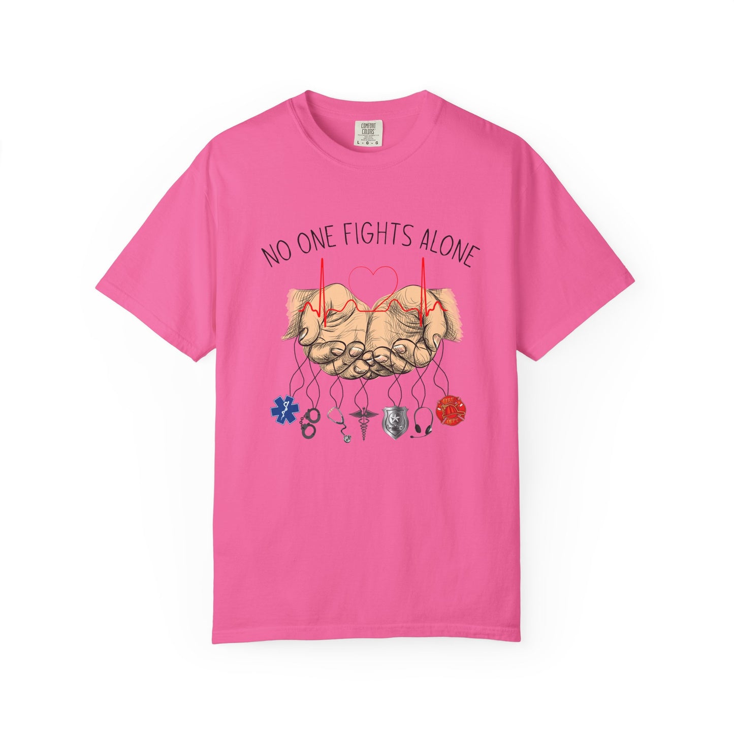 COMFORT COLORS - No One Fights Alone T-Shirt — Supportive Cancer Awareness Tee