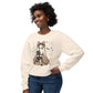 COMFORT COLORS - Leopard Bow Ghost Sweatshirt — Cute Halloween Ghost Holding Black Cat