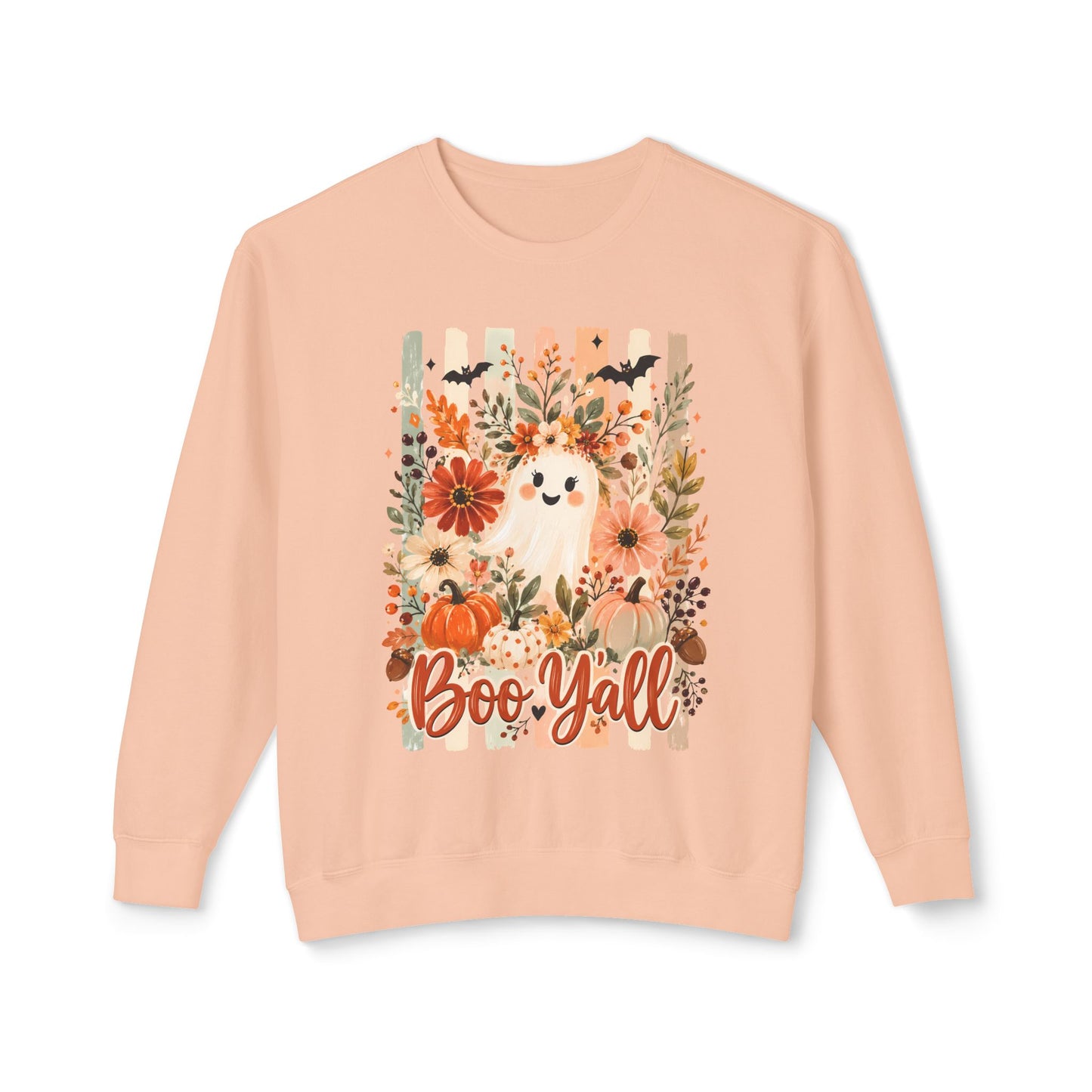 COMFORT COLORS - Boo Y'all Halloween Sweatshirt — Cute Ghost & Pumpkin Fall Crewneck