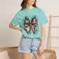 COMFORT COLORS - Patriotic American Flag Bow T-Shirt — "Home of the Brave" Fourth of July Tee