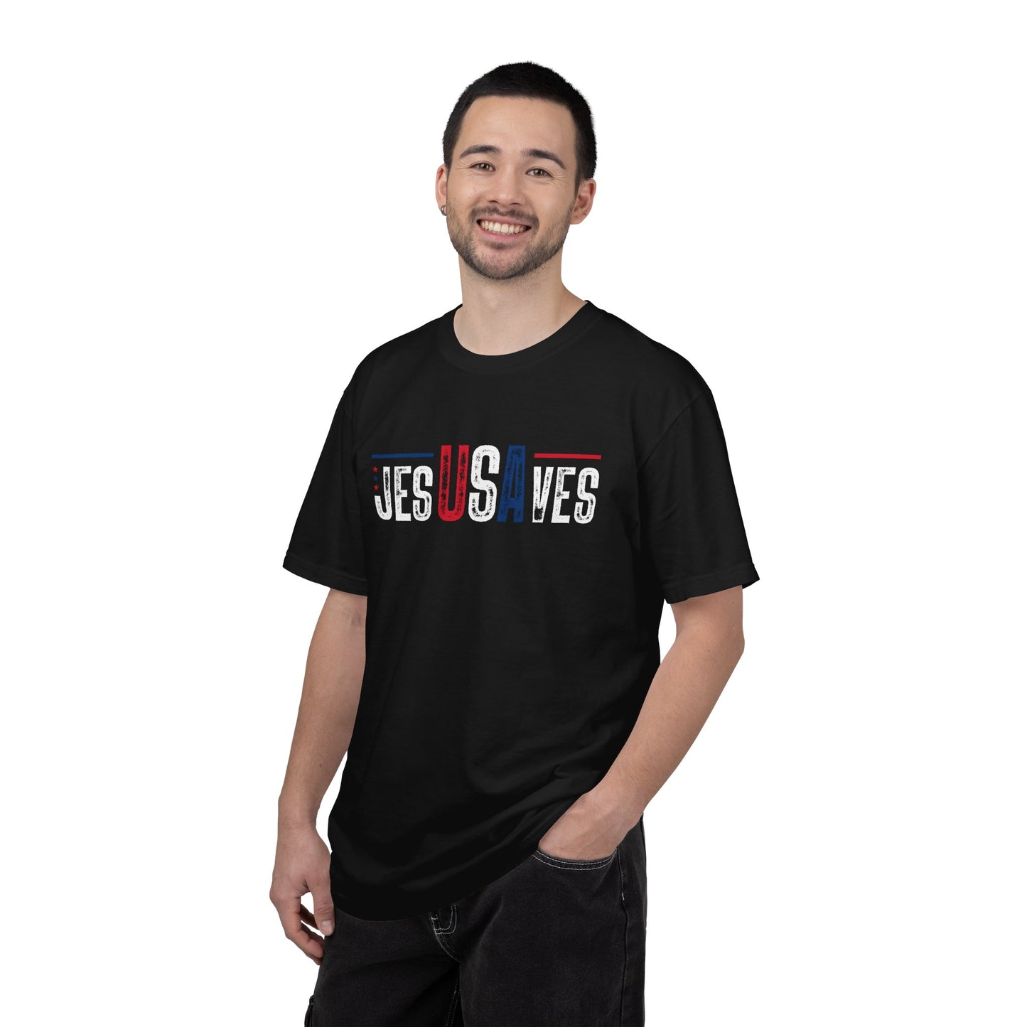 COMFORT COLORS - USA Minimalist Flag T-Shirt — Patriotic Red & Blue Graphic Tee