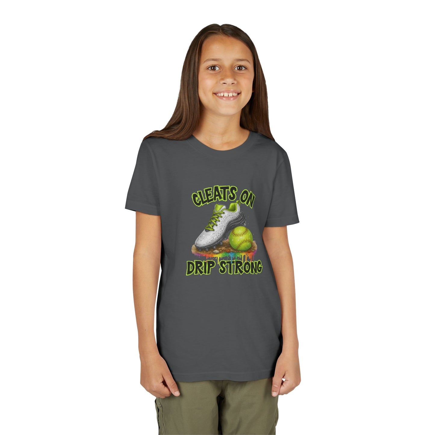 BELLA CANVAS - Youth Tee — "Cleats On, Drip Strong" Softball/Baseball Graphic