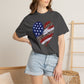 COMFORT COLORS - Patriotic Leopard Flag Heart T-Shirt — American Flag Heart Graphic Tee